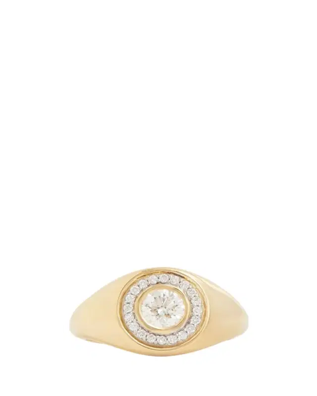 Jamie Wolf 18K Yellow and White Gold Bezel Set Round Diamond Ring