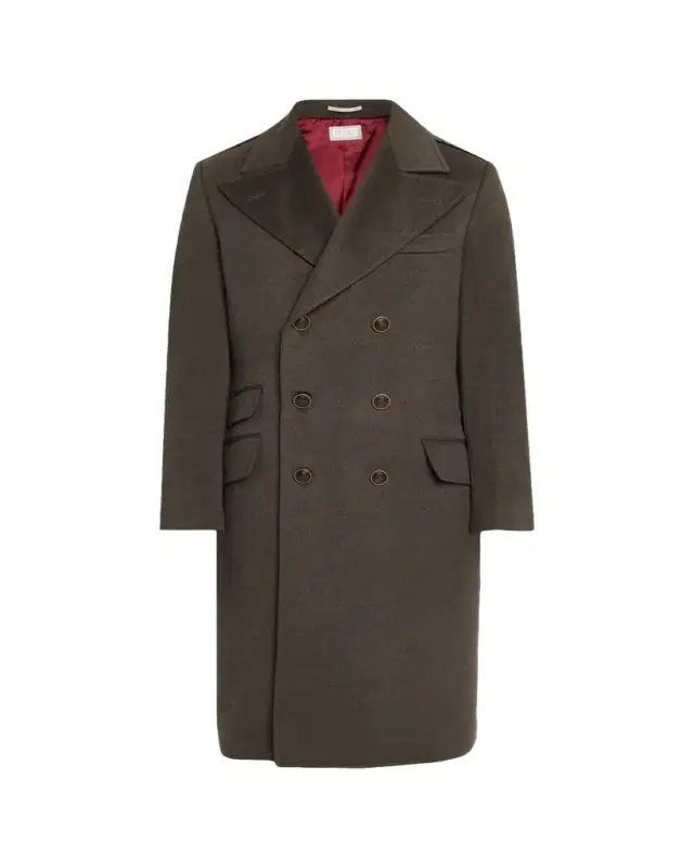 Brunello Cucinelli Men's Wool Mid-Length Double-Breasted Overcoat