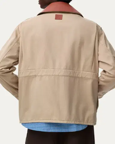 Loewe x Paula's Ibiza Men's Washed Cotton Leather-Collar Shirt Jacket | Thumbnail 3 Loewe x Paula's Ibiza Men's Washed Cotton Leather-Collar Shirt Jacket | Thumbnail 3