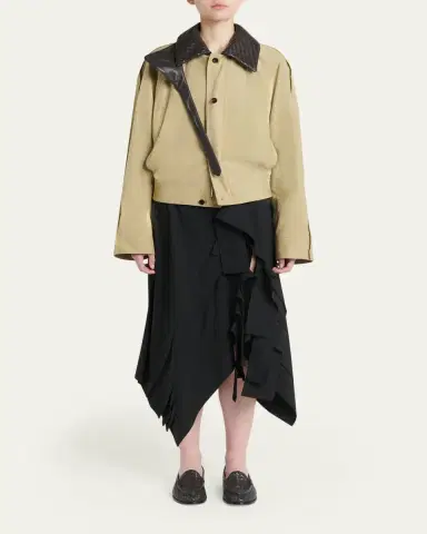 Bottega Veneta Intrecciato Collar Cotton Blouson Jacket | Thumbnail 2 Bottega Veneta Intrecciato Collar Cotton Blouson Jacket | Thumbnail 2