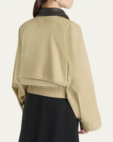 Bottega Veneta Intrecciato Collar Cotton Blouson Jacket | Thumbnail 3 Bottega Veneta Intrecciato Collar Cotton Blouson Jacket | Thumbnail 3