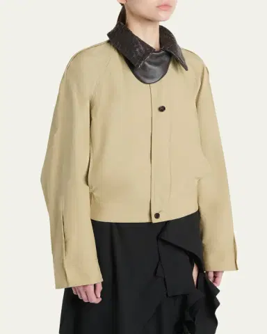 Bottega Veneta Intrecciato Collar Cotton Blouson Jacket | Thumbnail 4 Bottega Veneta Intrecciato Collar Cotton Blouson Jacket | Thumbnail 4