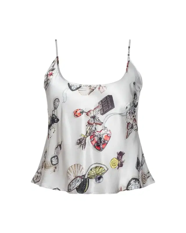 Charmy Butterfly-Print Satin Cami
