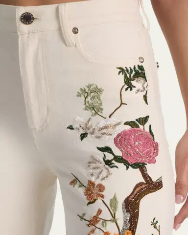 ALICE + OLIVIA Beautiful Floral Embroidered Bell-Bottom Jeans | Thumbnail 5 ALICE + OLIVIA Beautiful Floral Embroidered Bell-Bottom Jeans | Thumbnail 5