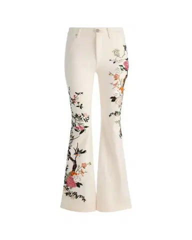 ALICE + OLIVIA Beautiful Floral Embroidered Bell-Bottom Jeans | Thumbnail 1 ALICE + OLIVIA Beautiful Floral Embroidered Bell-Bottom Jeans | Thumbnail 1
