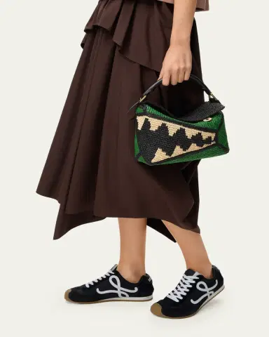 Loewe x Paula's Ibiza Puzzle Croc Raffia Top-Handle Bag | Thumbnail 4