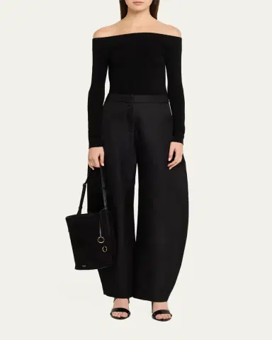 Alaïa Small Smooth Suede & Leather Curved Bucket Bag | Thumbnail 5 Alaïa Small Smooth Suede & Leather Curved Bucket Bag | Thumbnail 5