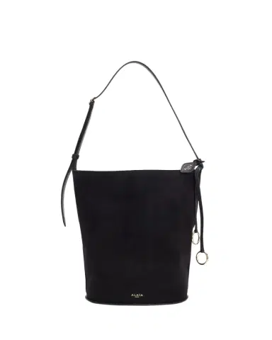 Alaïa Small Smooth Suede & Leather Curved Bucket Bag | Thumbnail 1 Alaïa Small Smooth Suede & Leather Curved Bucket Bag | Thumbnail 1
