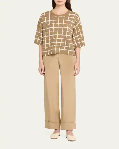 Lafayette 148 New York Cuffed Straight-Leg Silk Georgette Pants | Thumbnail 2