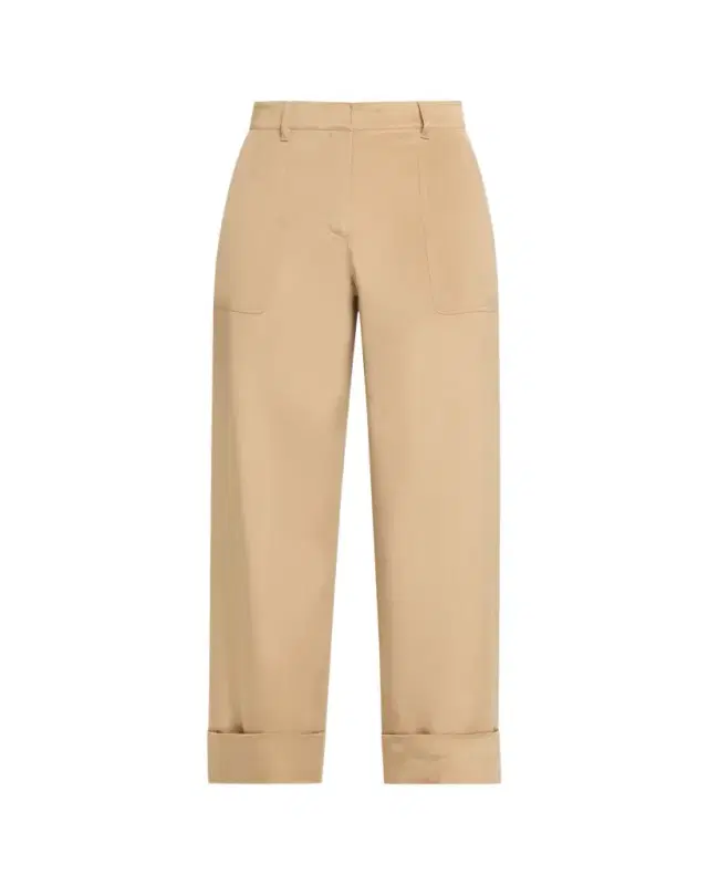 Cuffed Straight-Leg Silk Georgette Pants