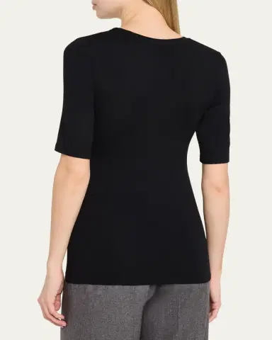 MAJESTIC FILATURES Elbow-Sleeve Scoop-Neck Shirt | Thumbnail 3