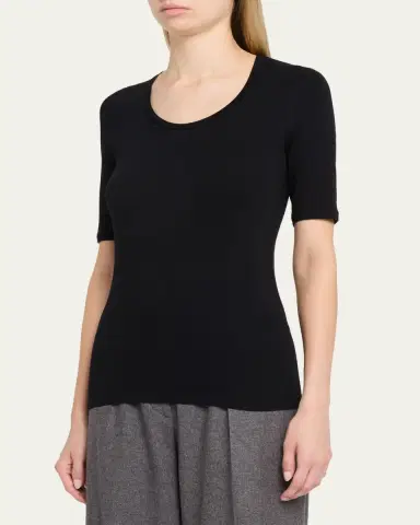 MAJESTIC FILATURES Elbow-Sleeve Scoop-Neck Shirt | Thumbnail 4