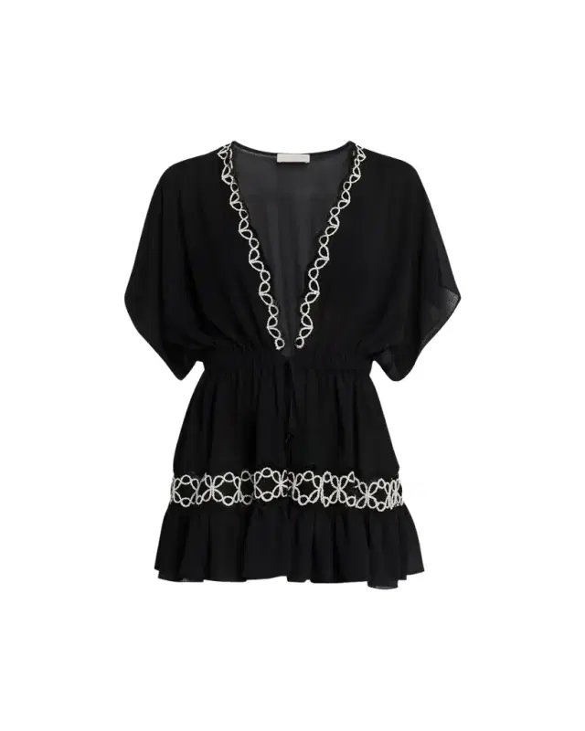Alisa Embroidered Mini Coverup Dress