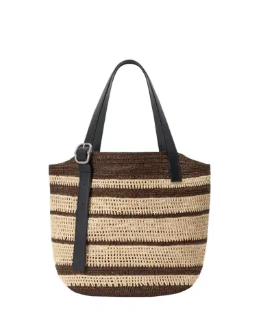 Loewe x Paula's Ibiza Loop Striped Raffia Basket Tote Bag | Thumbnail 1 Loewe x Paula's Ibiza Loop Striped Raffia Basket Tote Bag | Thumbnail 1