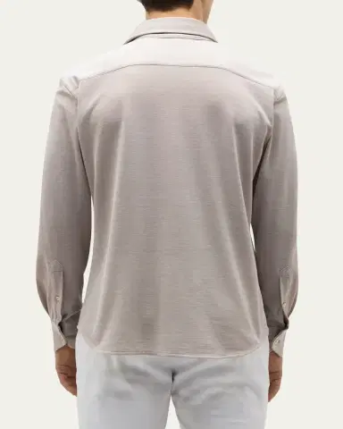 Baldassari Men's Silk and Cotton Pique Button-Down Shirt | Thumbnail 3