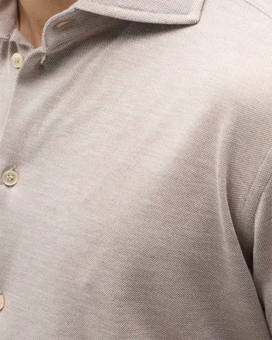 Baldassari Men's Silk and Cotton Pique Button-Down Shirt | Thumbnail 5