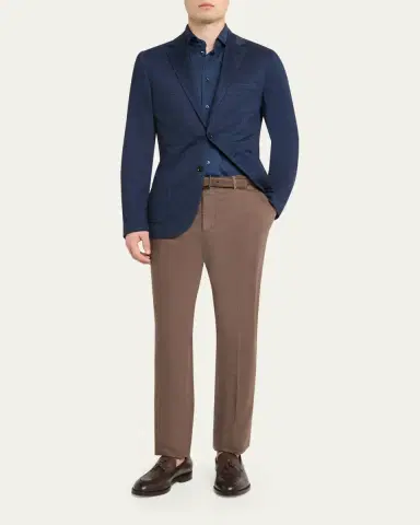 Baldassari Men's Silk and Cotton Pique Button-Down Shirt | Thumbnail 6
