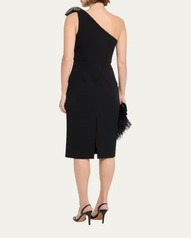 Aidan Mattox One-Shoulder Floral Applique Crepe Midi Dress | Thumbnail 3 Aidan Mattox One-Shoulder Floral Applique Crepe Midi Dress | Thumbnail 3