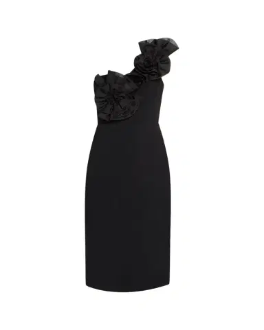Aidan Mattox One-Shoulder Floral Applique Crepe Midi Dress | Thumbnail 1 Aidan Mattox One-Shoulder Floral Applique Crepe Midi Dress | Thumbnail 1