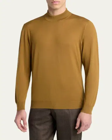 Kiton Men's 14-Micron Wool Mock Neck Sweater | Thumbnail 4 Kiton Men's 14-Micron Wool Mock Neck Sweater | Thumbnail 4