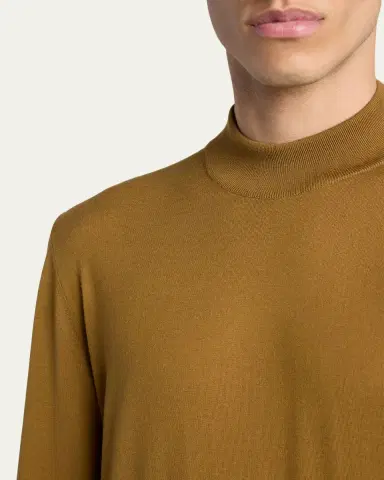 Kiton Men's 14-Micron Wool Mock Neck Sweater | Thumbnail 5 Kiton Men's 14-Micron Wool Mock Neck Sweater | Thumbnail 5