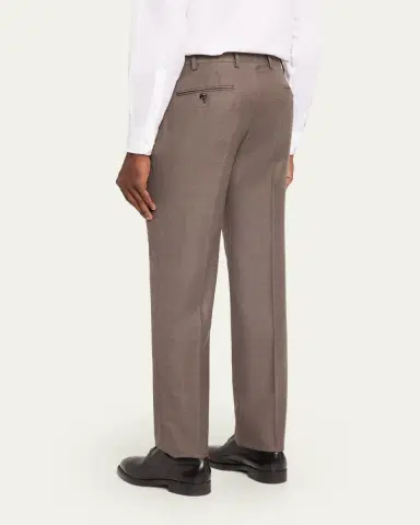Giorgio Armani Men's Sharkskin Wool Flat-Front Trousers | Thumbnail 3