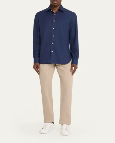 Kiton Men's Cotton and Lyocell Classic-Fit Sport Shirt | Thumbnail 2 Kiton Men's Cotton and Lyocell Classic-Fit Sport Shirt | Thumbnail 2