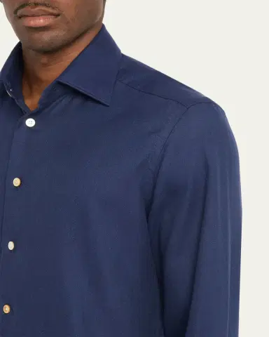 Kiton Men's Cotton and Lyocell Classic-Fit Sport Shirt | Thumbnail 5 Kiton Men's Cotton and Lyocell Classic-Fit Sport Shirt | Thumbnail 5