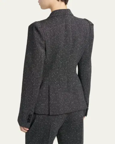 McQueen Pinstripe Wool Puff-Sleeve One-Button Jacket | Thumbnail 3