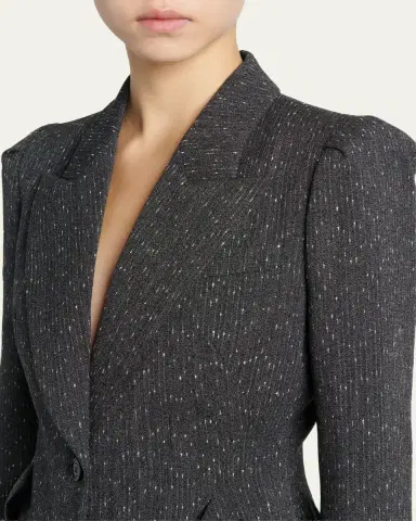 McQueen Pinstripe Wool Puff-Sleeve One-Button Jacket | Thumbnail 5