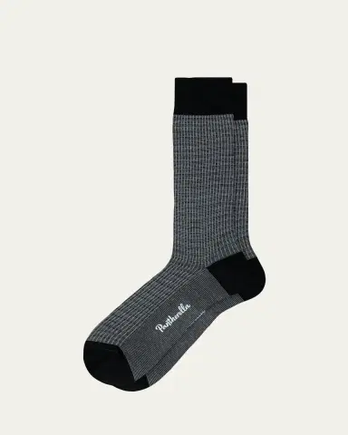Pantherella Men's Smythson Mini Tonal Texture Cotton Calf-Length Dress Socks | Thumbnail 2 Pantherella Men's Smythson Mini Tonal Texture Cotton Calf-Length Dress Socks | Thumbnail 2
