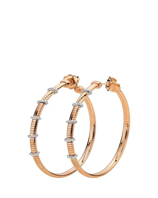 Mattia Cielo 18K Rose Gold Diamond Tubogas Hoop Earrings