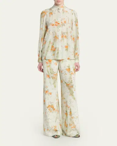 Alexander McQueen Floral Silk Straight-Leg Pajama Trousers | Thumbnail 2 Alexander McQueen Floral Silk Straight-Leg Pajama Trousers | Thumbnail 2