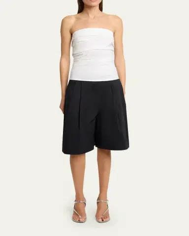 Proenza Schouler White Label Maisy Strapless Ruched Top in Poplin | Thumbnail 2 Proenza Schouler White Label Maisy Strapless Ruched Top in Poplin | Thumbnail 2