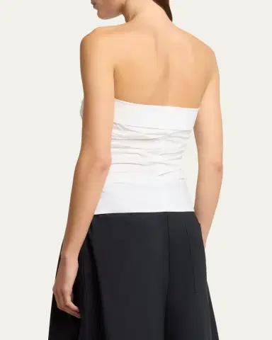 Proenza Schouler White Label Maisy Strapless Ruched Top in Poplin | Thumbnail 3 Proenza Schouler White Label Maisy Strapless Ruched Top in Poplin | Thumbnail 3
