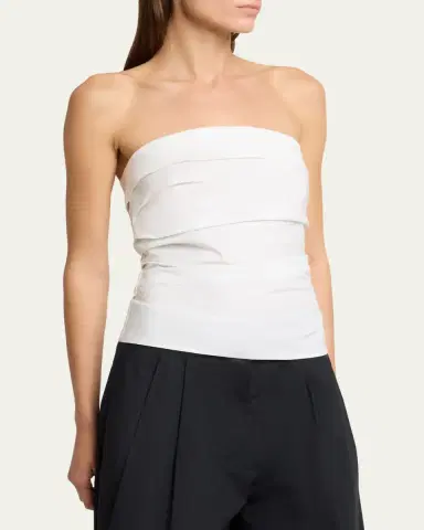 Proenza Schouler White Label Maisy Strapless Ruched Top in Poplin | Thumbnail 4 Proenza Schouler White Label Maisy Strapless Ruched Top in Poplin | Thumbnail 4