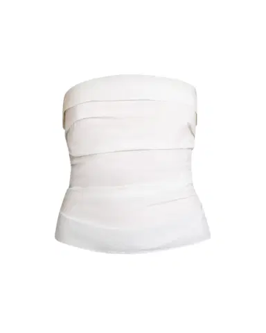 Proenza Schouler White Label Maisy Strapless Ruched Top in Poplin | Thumbnail 1 Proenza Schouler White Label Maisy Strapless Ruched Top in Poplin | Thumbnail 1