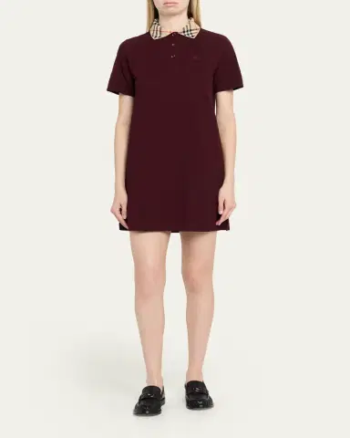 Burberry Check Collar Cotton Polo Mini Dress | Thumbnail 2 Burberry Check Collar Cotton Polo Mini Dress | Thumbnail 2