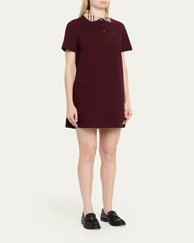 Burberry Check Collar Cotton Polo Mini Dress | Thumbnail 4 Burberry Check Collar Cotton Polo Mini Dress | Thumbnail 4