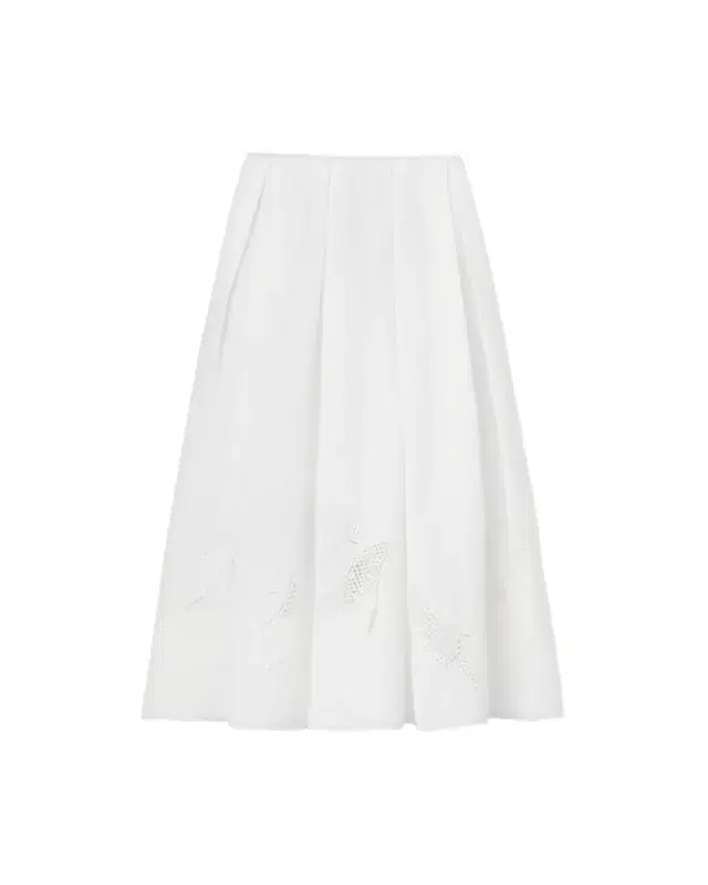 Lafayette 148 New York Pleated Cutout Embroidered Linen Maxi Skirt