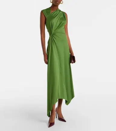 Victoria Beckham Asymmetric gathered jersey midi dress | Thumbnail 2 Victoria Beckham Asymmetric gathered jersey midi dress | Thumbnail 2