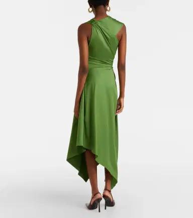 Victoria Beckham Asymmetric gathered jersey midi dress | Thumbnail 3 Victoria Beckham Asymmetric gathered jersey midi dress | Thumbnail 3
