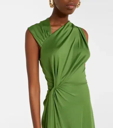 Victoria Beckham Asymmetric gathered jersey midi dress | Thumbnail 4 Victoria Beckham Asymmetric gathered jersey midi dress | Thumbnail 4