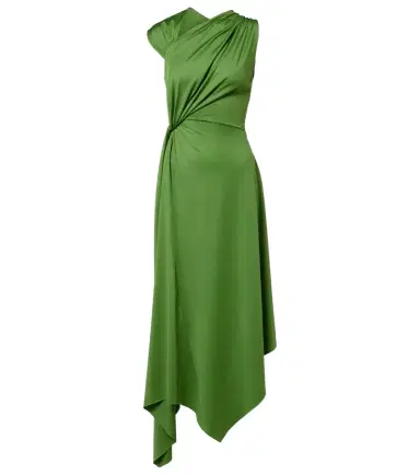 Victoria Beckham Asymmetric gathered jersey midi dress | Thumbnail 1 Victoria Beckham Asymmetric gathered jersey midi dress | Thumbnail 1