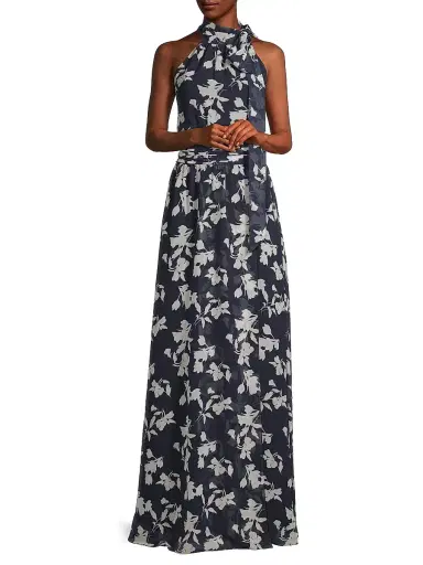 SACHIN & BABI Women's Kayla Floral High-Neck Gown - Navy Venetia Petal - Size 2 | Thumbnail 2 SACHIN & BABI Women's Kayla Floral High-Neck Gown - Navy Venetia Petal - Size 2 | Thumbnail 2