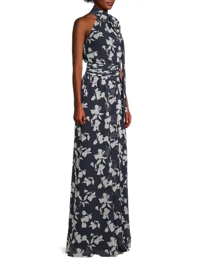 SACHIN & BABI Women's Kayla Floral High-Neck Gown - Navy Venetia Petal - Size 2 | Thumbnail 4 SACHIN & BABI Women's Kayla Floral High-Neck Gown - Navy Venetia Petal - Size 2 | Thumbnail 4