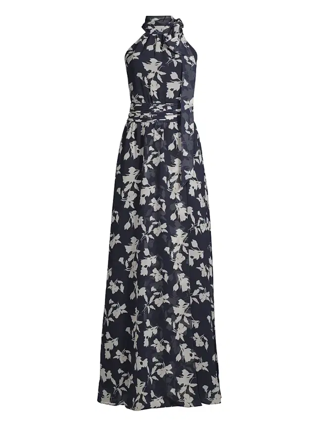 SACHIN BABI Women's Kayla Floral High-Neck Gown - Navy Venetia Petal