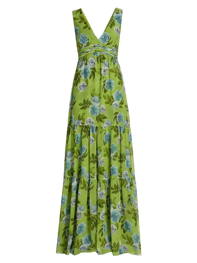 SACHIN BABI Women's Emilie Floral Chiffon A-Line Gown - Citrus Morning Glory