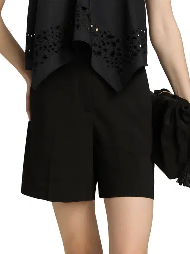 A.L.C. Women's Louis Linen-Blend Shorts - Black - Size 14 | Thumbnail 3