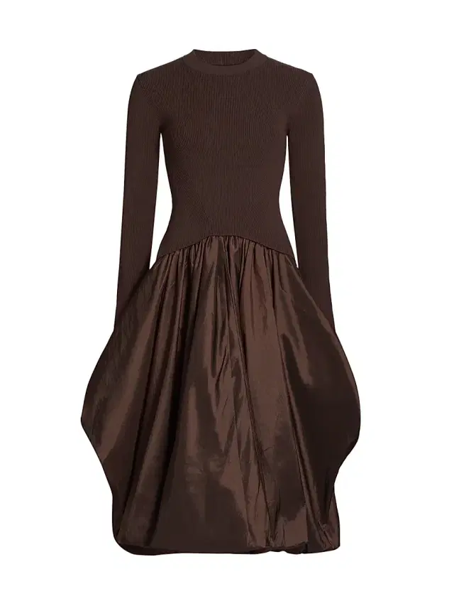 Women's Kenlie Mixed-Media Bubble Skirt Midi-Dress
